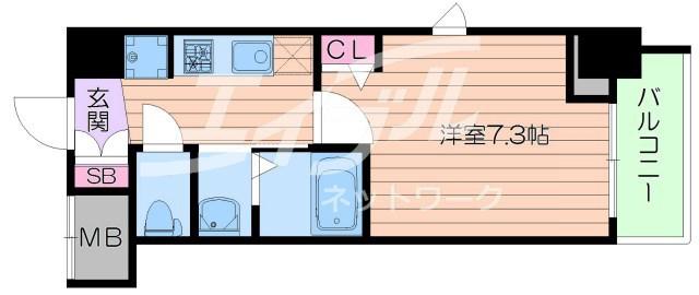 TLRレジデンス本町ウエスト(1K/13階)の間取り写真