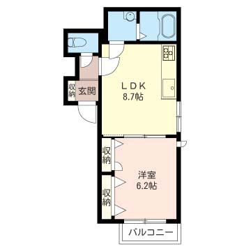 メルヴェーユ奥沢(1LDK/1階)の間取り写真