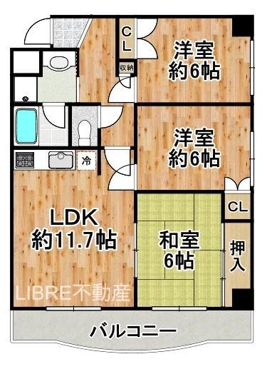 JP大正レジデンス(3LDK/2階)の間取り写真