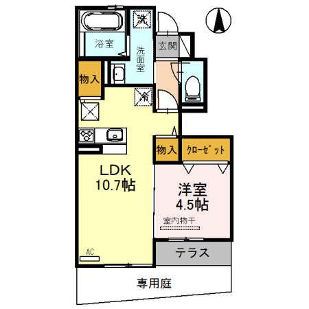近鉄橿原線 尼ケ辻駅 徒歩8分 2階建 築10年(1LDK/1階)の間取り写真