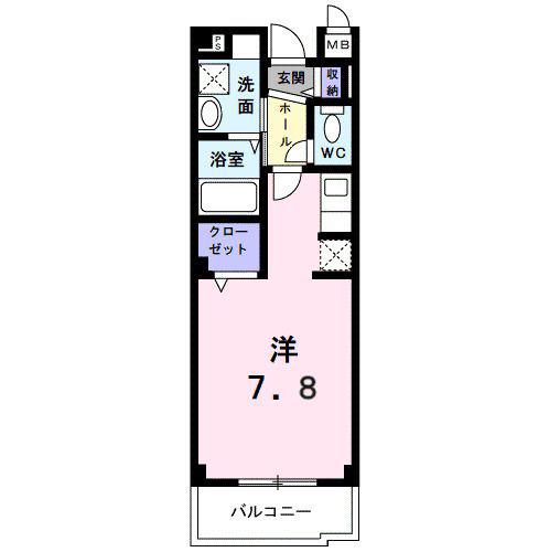 ルオールII(ワンルーム/3階)の間取り写真