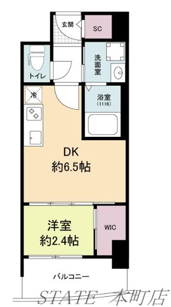 セレニテ九条リアン(1DK/4階)の間取り写真
