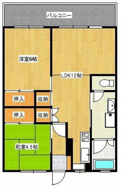フロンティア西諫早2号棟(2LDK/6階)の間取り写真