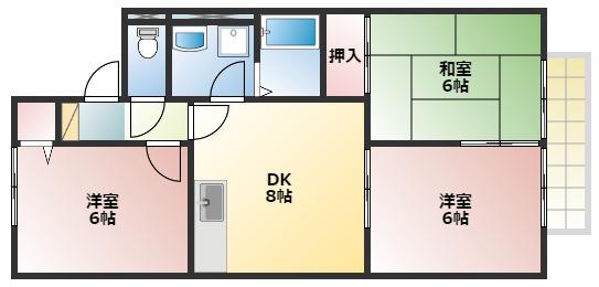 プリシェール西明石(3DK/1階)の間取り写真
