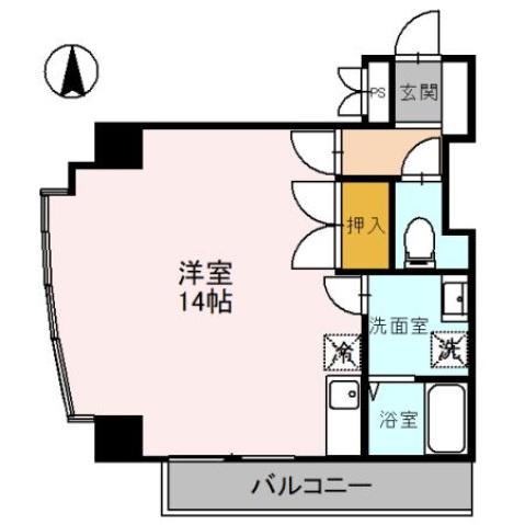 かねとビル(ワンルーム/2階)の間取り写真