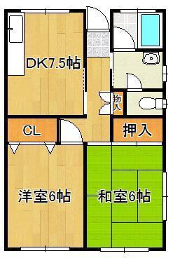 タカツアパート(2DK/1階)の間取り写真