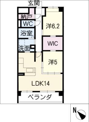 HILLS CREST(2SLDK/2階)の間取り写真