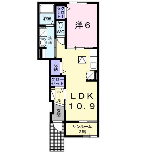 アグリマンション R&O II(1LDK/1階)の間取り写真