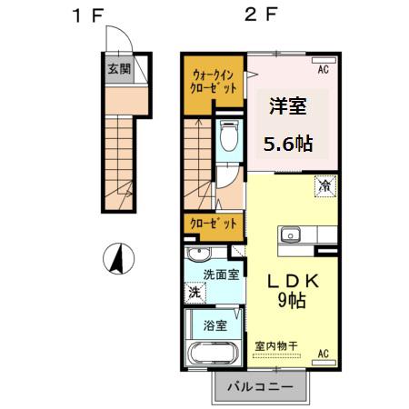 ツ一ムベ一レン(1LDK/2階)の間取り写真