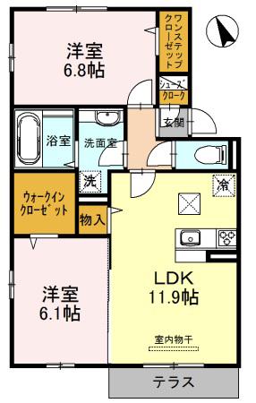 セジュールSO(2LDK/1階)の間取り写真