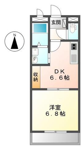 リヴィエール(1DK/2階)の間取り写真