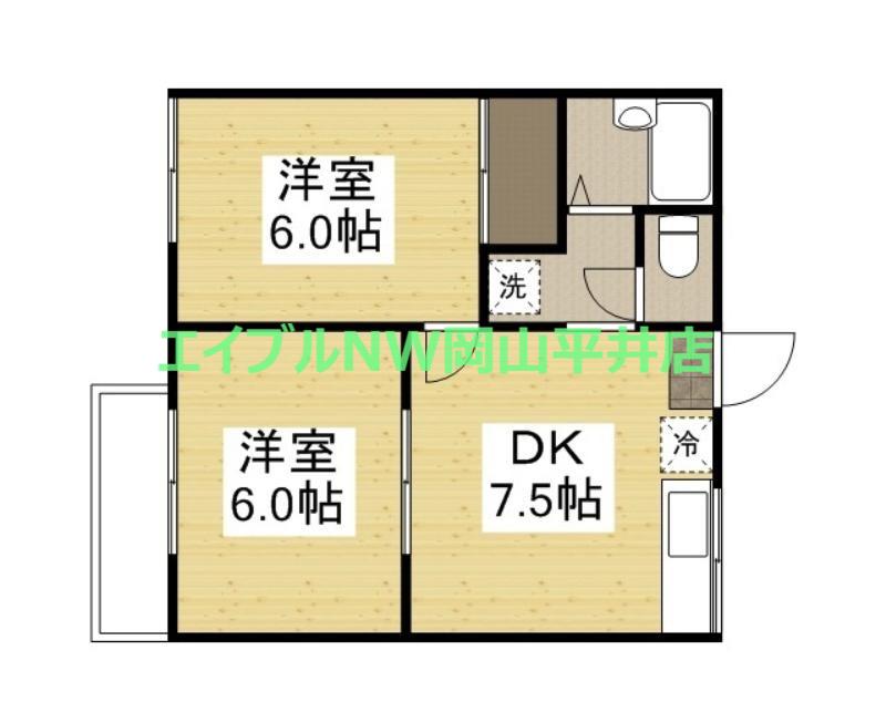 レジデンス乙多見(2DK/2階)の間取り写真