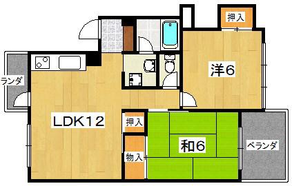 ハイコーポ利余 A棟(2LDK/3階)の間取り写真