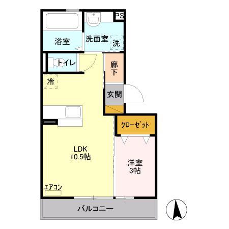 プライムステージ(1LDK/3階)の間取り写真
