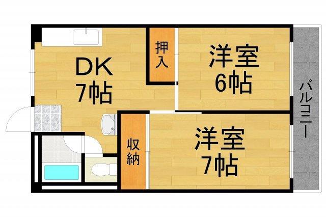 ニューサンヤマイチ(2DK/2階)の間取り写真