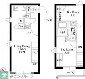 CLK東十条(2LDK/5階)の間取り写真
