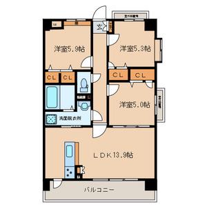 コンフォールシャトー(3LDK/6階)の間取り写真