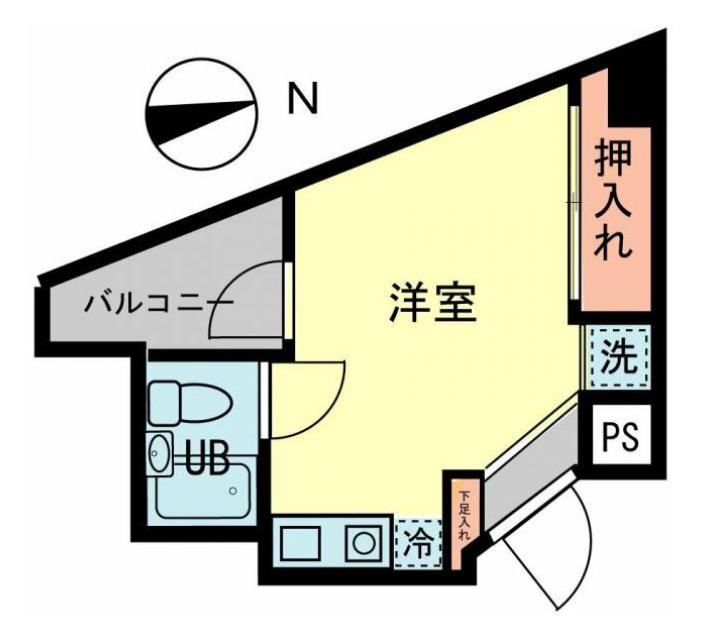 生麦栗山ハイツ(ワンルーム/6階)の間取り写真