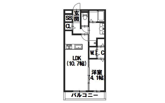 ROSE BLEUE(1LDK/2階)の間取り写真