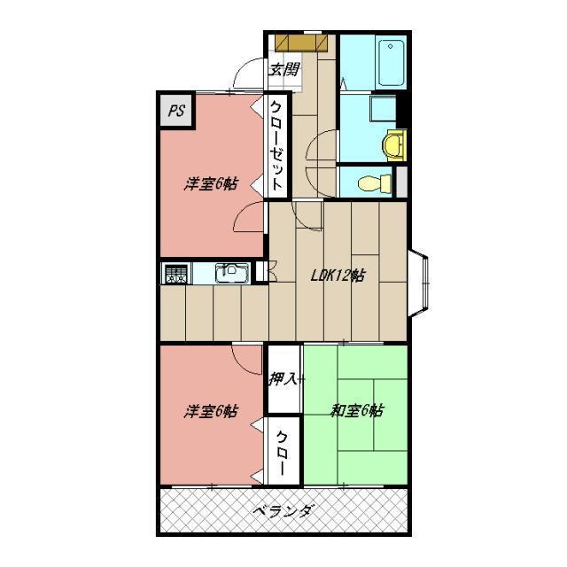 アビタシオン・オキ(3LDK/5階)の間取り写真