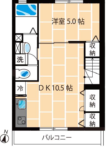 ブルーライン センター南駅 徒歩12分 2階建 築18年(1LDK/2階)の間取り写真