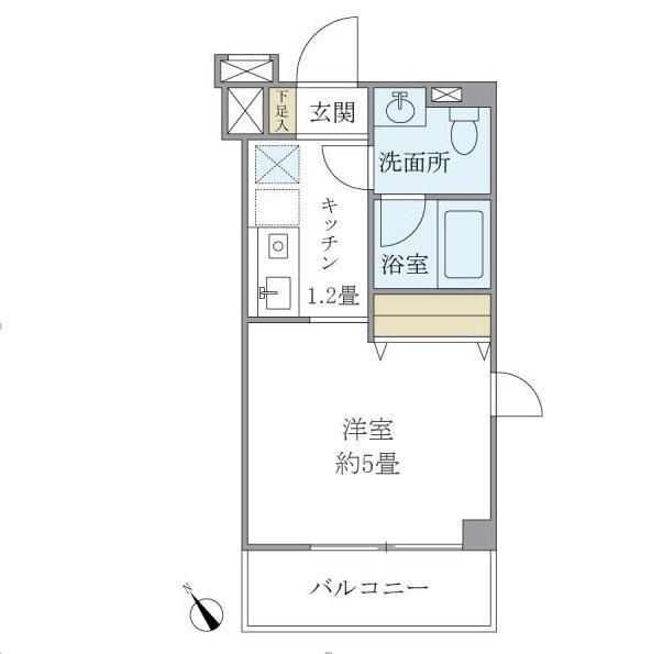 キバサンフラット(1K/2階)の間取り写真