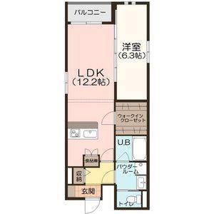 ディオール ナゴヤ(1LDK/2階)の間取り写真