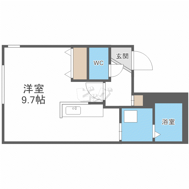 TWINBERRY ASABU(1K/1階)の間取り写真