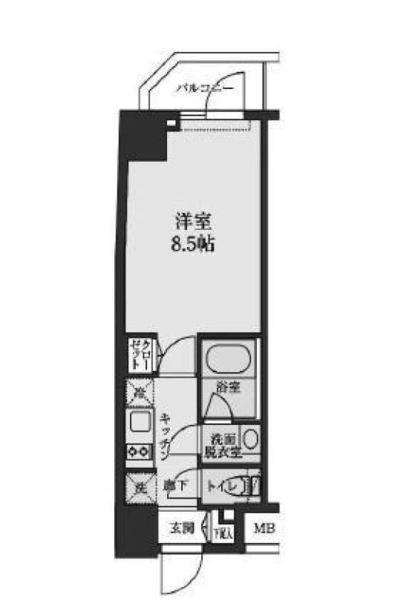S-RESIDENCE清澄白河(1K/3階)の間取り写真