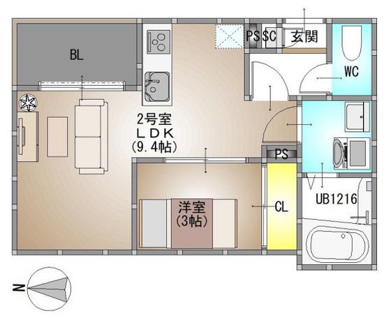 REGALEST 今(1LDK/3階)の間取り写真