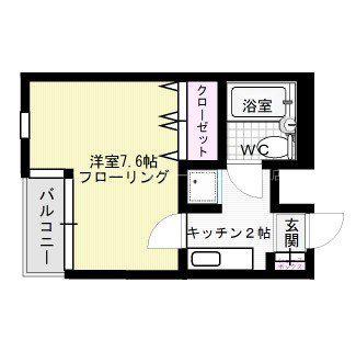 パークコート春日II(1K/1階)の間取り写真