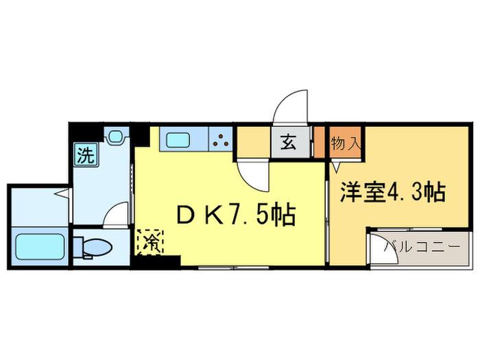 CITY LIGHTS(1DK/2階)の間取り写真