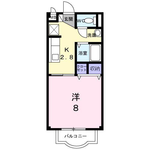 サープラスワン前西(1K/2階)の間取り写真
