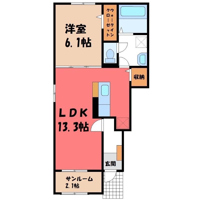 モーンガータ A(1LDK/1階)の間取り写真