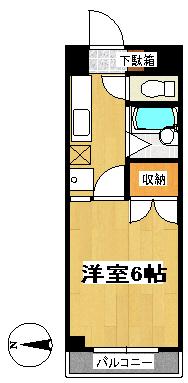 アルカディア二日町(1K/4階)の間取り写真