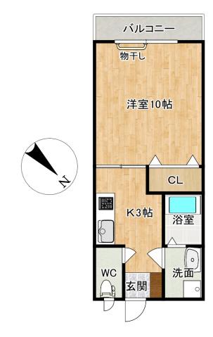 アトム5(1K/2階)の間取り写真