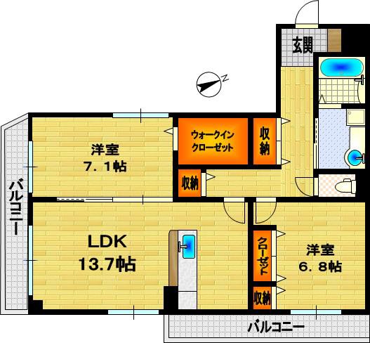 エルパラシオ鷺沼参番館(2LDK/2階)の間取り写真
