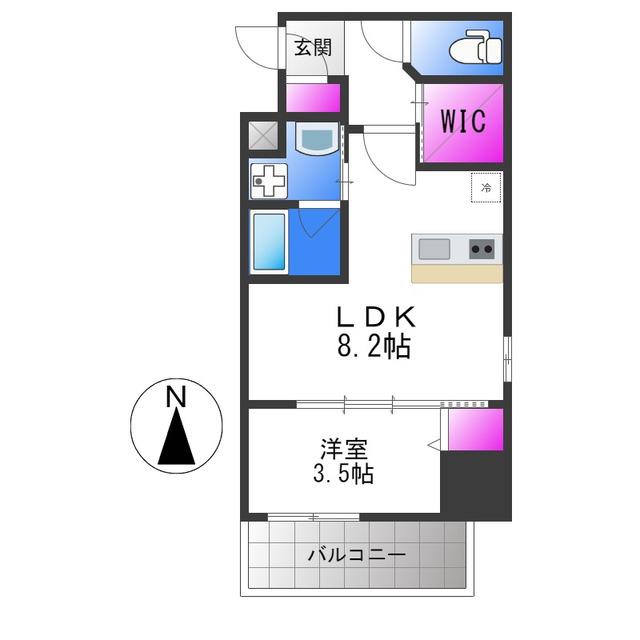 リアライズ布施駅前(1LDK/8階)の間取り写真