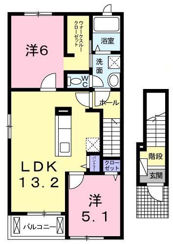 ペガサスII(2LDK/2階)の間取り写真