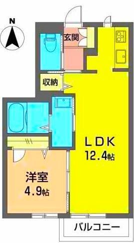 シェリール(1LDK/2階)の間取り写真