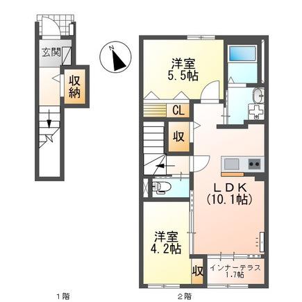 SPAZIO FUKUOKA スパッツィオ フクオカ(2LDK/2階)の間取り写真