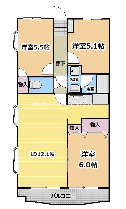 コートビレッジ(3LDK/3階)の間取り写真
