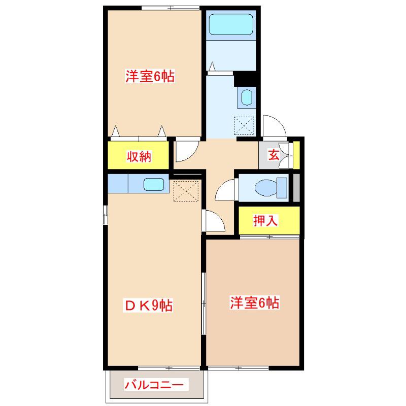 セジュールカルチェ(2DK/2階)の間取り写真