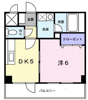 トリニティーグレース(1DK/2階)の間取り写真