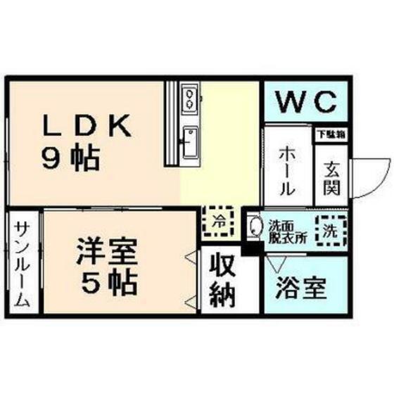 ブランネージュ(1LDK/1階)の間取り写真