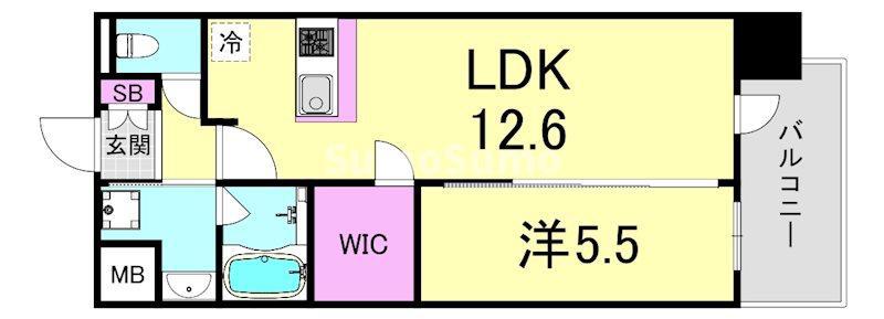 プレサンス心斎橋ニスト(1LDK/6階)の間取り写真