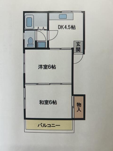 ハイツヤマモト(2DK/2階)の間取り写真