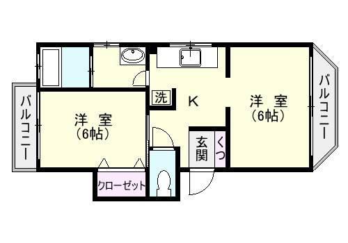 南林寺ハイツ(2K/4階)の間取り写真