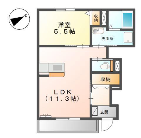 MAISON DE CHERIR Y(1LDK/1階)の間取り写真