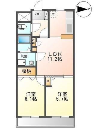 グリーンヒルズ N・K(2LDK/3階)の間取り写真
